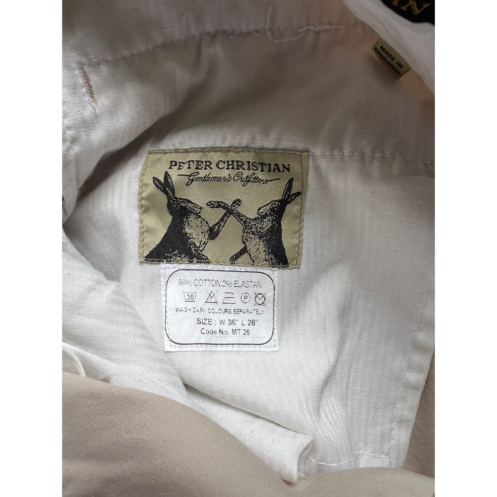 Peter Christian Mens Flat Front Chino Pants Stone Beige Cotton Stretch 36x27x13 - Picture 7 of 7